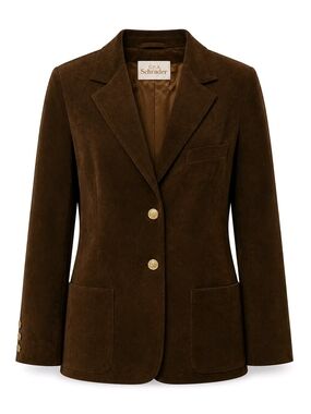 Vintage Abe Schrader Brown Faux Suede Blazer Jacket with Gold Crest Buttons
